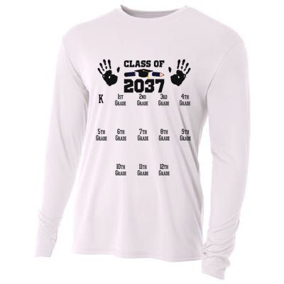 Class Of 2037 Grow With Me Handprint Prek 12th Grade Cooling Performance Long Sleeve Crew