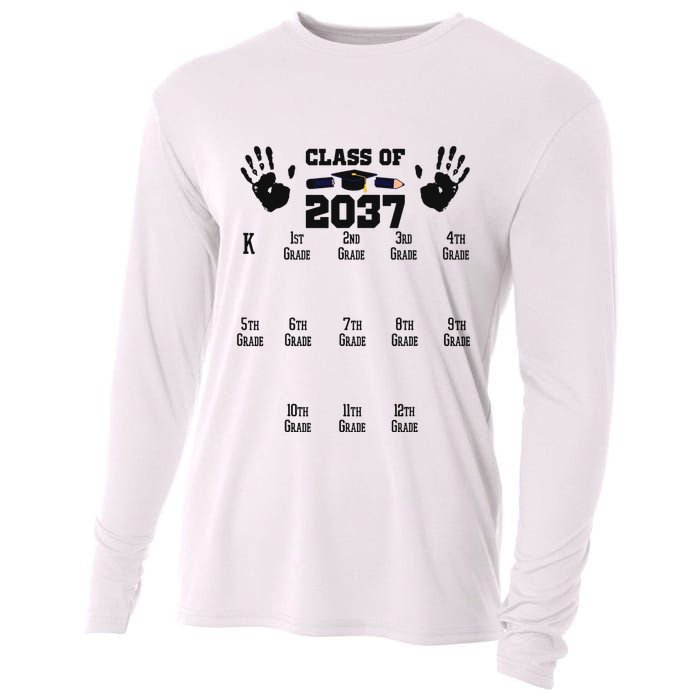 Class Of 2037 Grow With Me Handprint Prek 12th Grade Cooling Performance Long Sleeve Crew