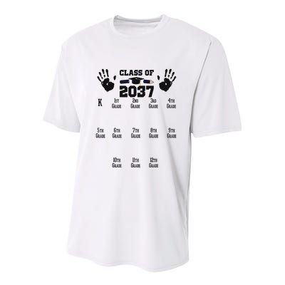 Class Of 2037 Grow With Me Handprint Prek 12th Grade Youth Performance Sprint T-Shirt