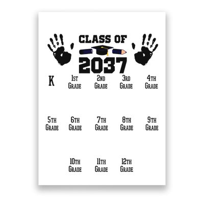 Class Of 2037 Grow With Me Handprint Prek 12th Grade Poster