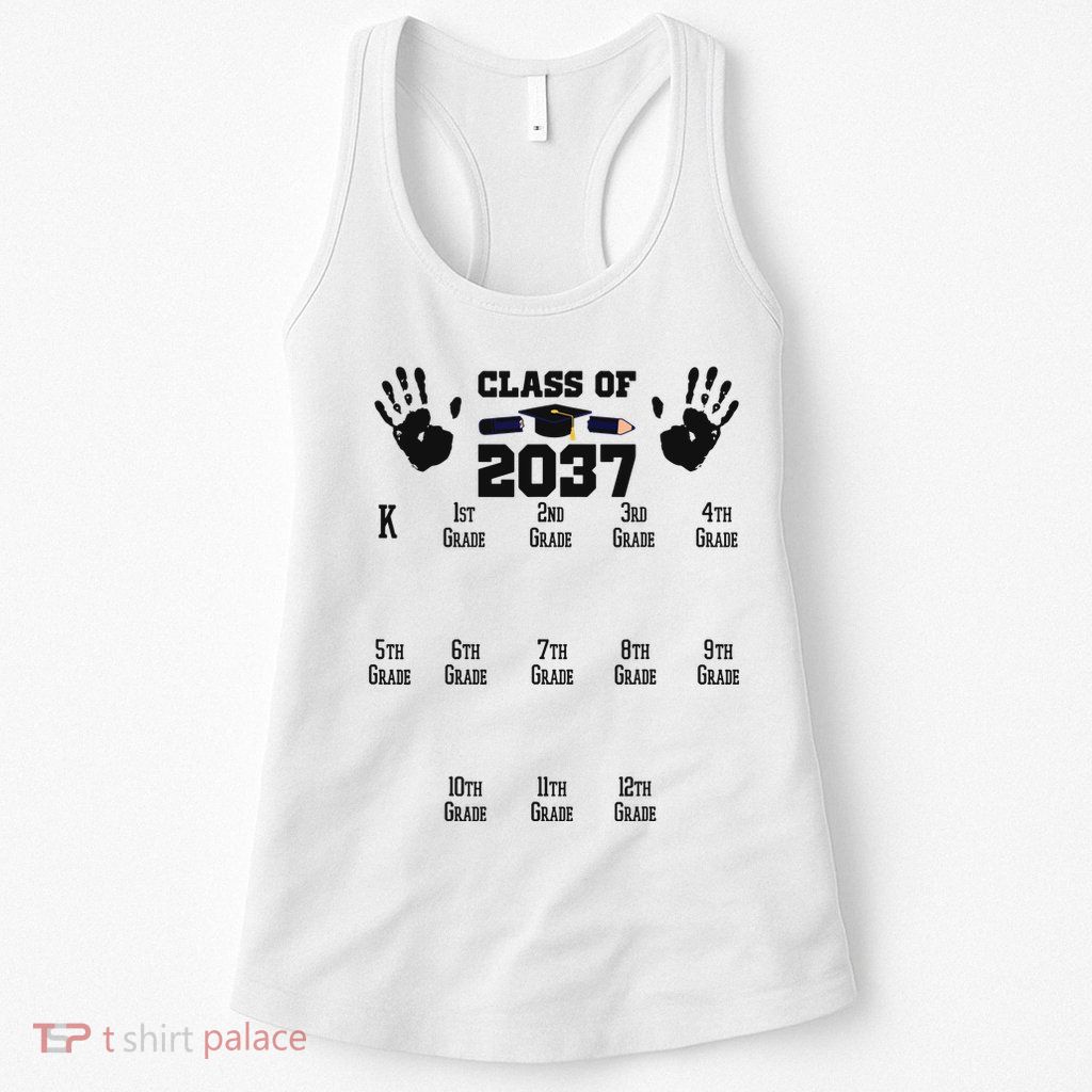 Class Of 2037 Grow With Me Handprint Prek 12th Grade Womens Tank Top