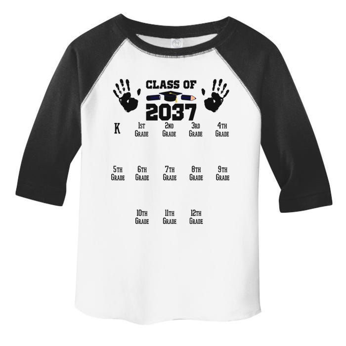 Class Of 2037 Grow With Me Handprint Prek 12th Grade Toddler Fine Jersey T-Shirt