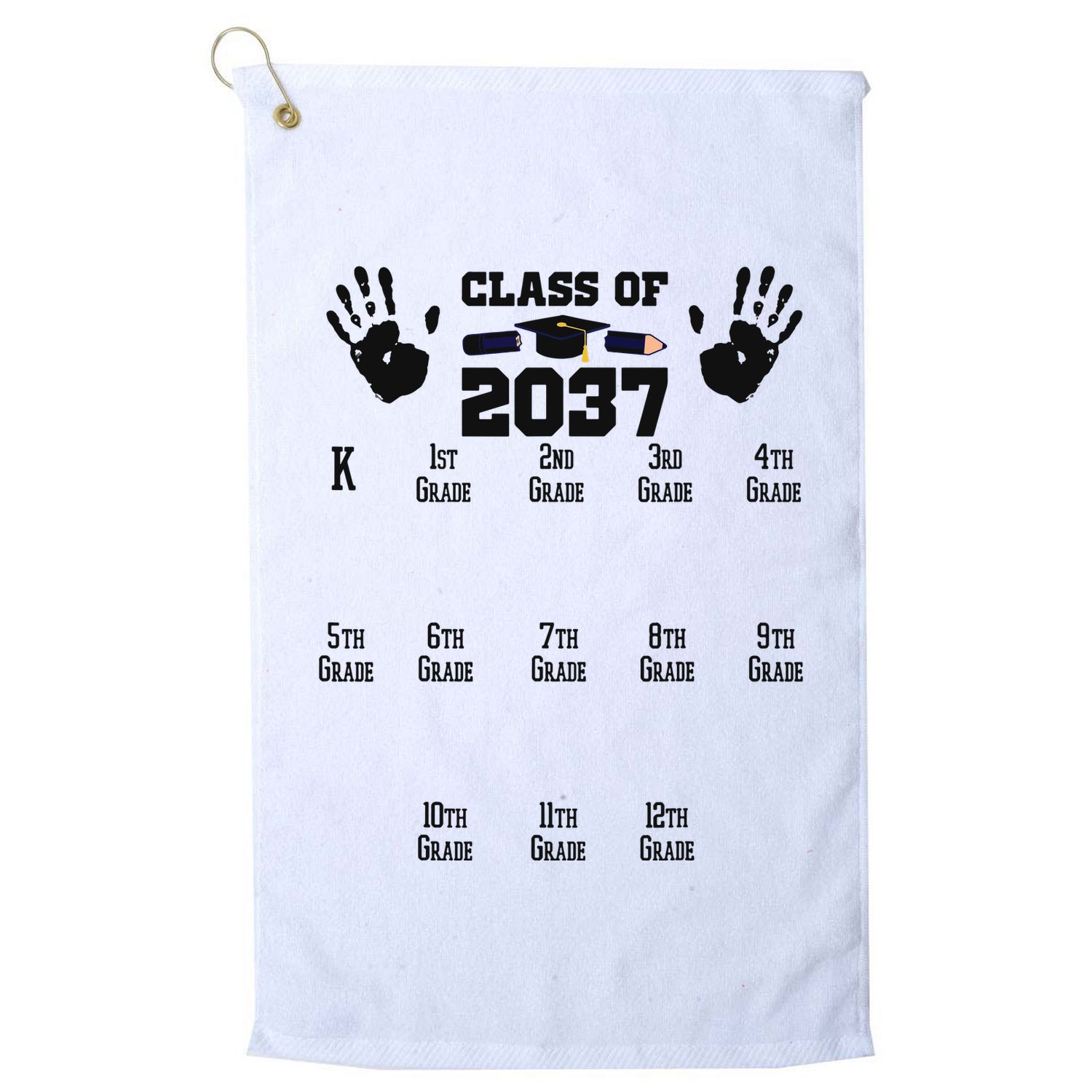 Class Of 2037 Grow With Me Handprint Prek 12th Grade Golf Towel