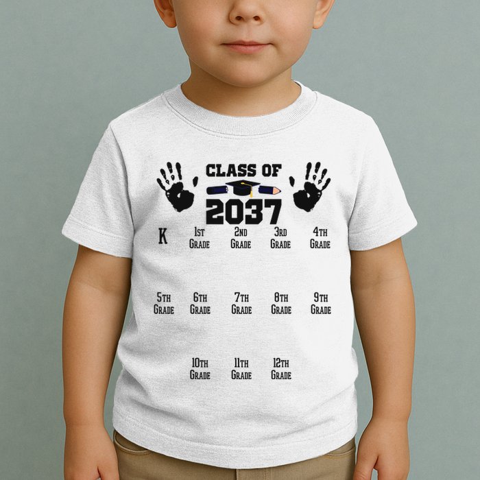 Class Of 2037 Grow With Me Handprint Prek 12th Grade Toddler T-Shirt