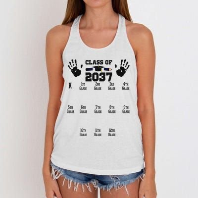 Class Of 2037 Grow With Me Handprint Prek 12th Grade Women's Knotted Racerback Tank