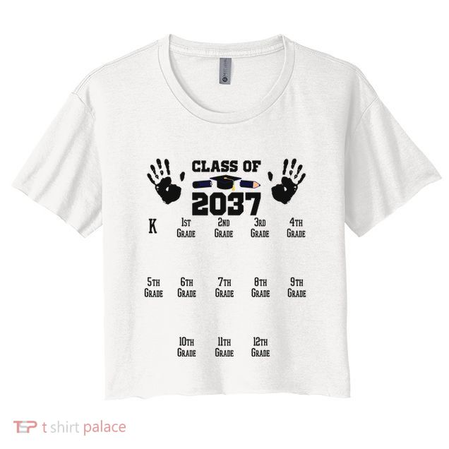 Class Of 2037 Grow With Me Handprint Prek 12th Grade Crop Top