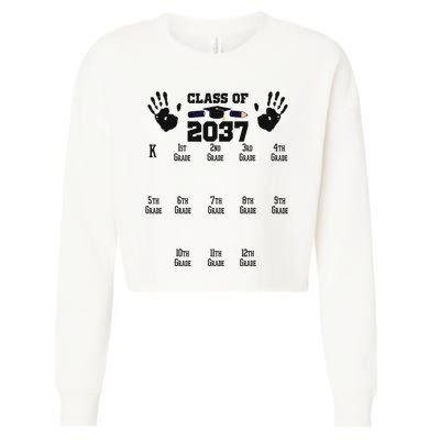 Class Of 2037 Grow With Me Handprint Prek 12th Grade Cropped Pullover Crew