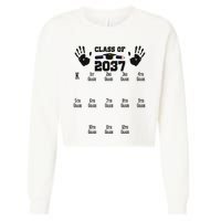 Class Of 2037 Grow With Me Handprint Prek 12th Grade Cropped Pullover Crew