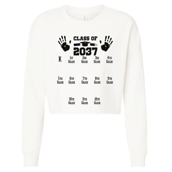 Class Of 2037 Grow With Me Handprint Prek 12th Grade Cropped Pullover Crew