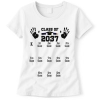Class Of 2037 Grow With Me Handprint Prek 12th Grade Womens T-Shirt