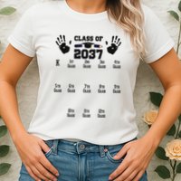 Class Of 2037 Grow With Me Handprint Prek 12th Grade Womens T-Shirt