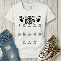 Class Of 2037 Grow With Me Handprint Prek 12th Grade Womens T-Shirt