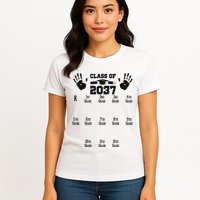 Class Of 2037 Grow With Me Handprint Prek 12th Grade Womens T-Shirt