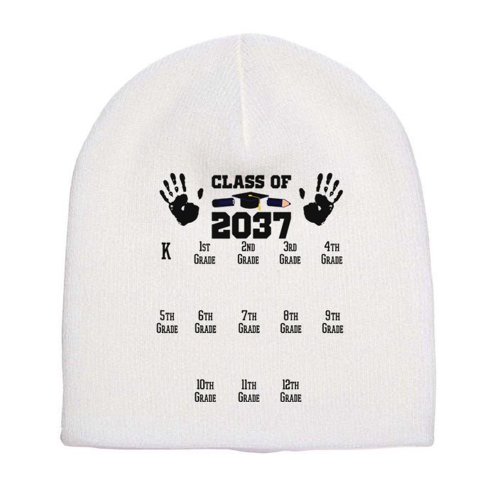 Class Of 2037 Grow With Me Handprint Prek 12th Grade Short Acrylic Beanie