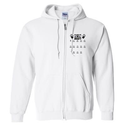 Class Of 2037 Grow With Me Handprint Prek 12th Grade Full Zip Hoodie