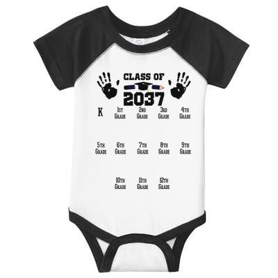 Class Of 2037 Grow With Me Handprint Prek 12th Grade Infant Baby Jersey Bodysuit