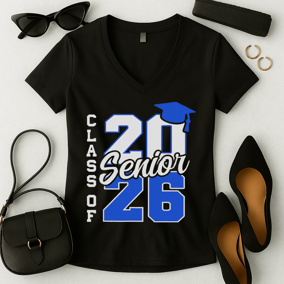 Class Of 2026 Senior 2026 Back To School 2025 Graduation Women's V-Neck T-Shirt