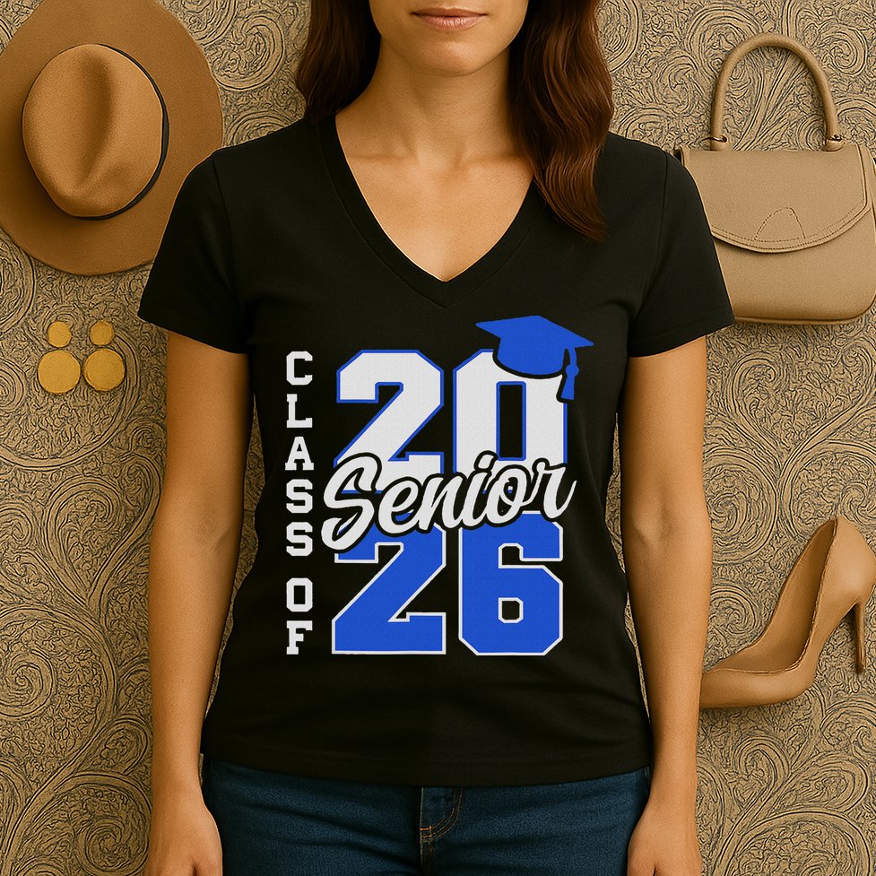 Class Of 2026 Senior 2026 Back To School 2025 Graduation Women's V-Neck T-Shirt