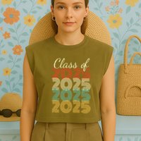 Class Of 2025 Senior 2025 Graduation Garment-Dyed Women's Muscle Tee