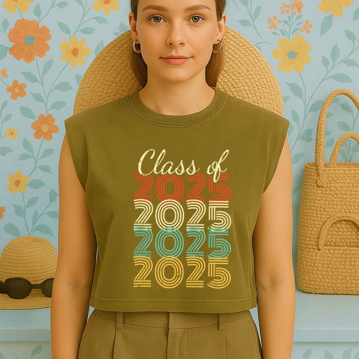 Class Of 2025 Senior 2025 Graduation Garment-Dyed Women's Muscle Tee