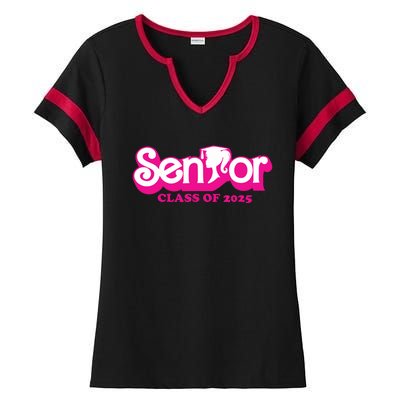 Class Of 2025 Senior Design Funny Seniors 2025 Girl Ladies Halftime Notch Neck Tee