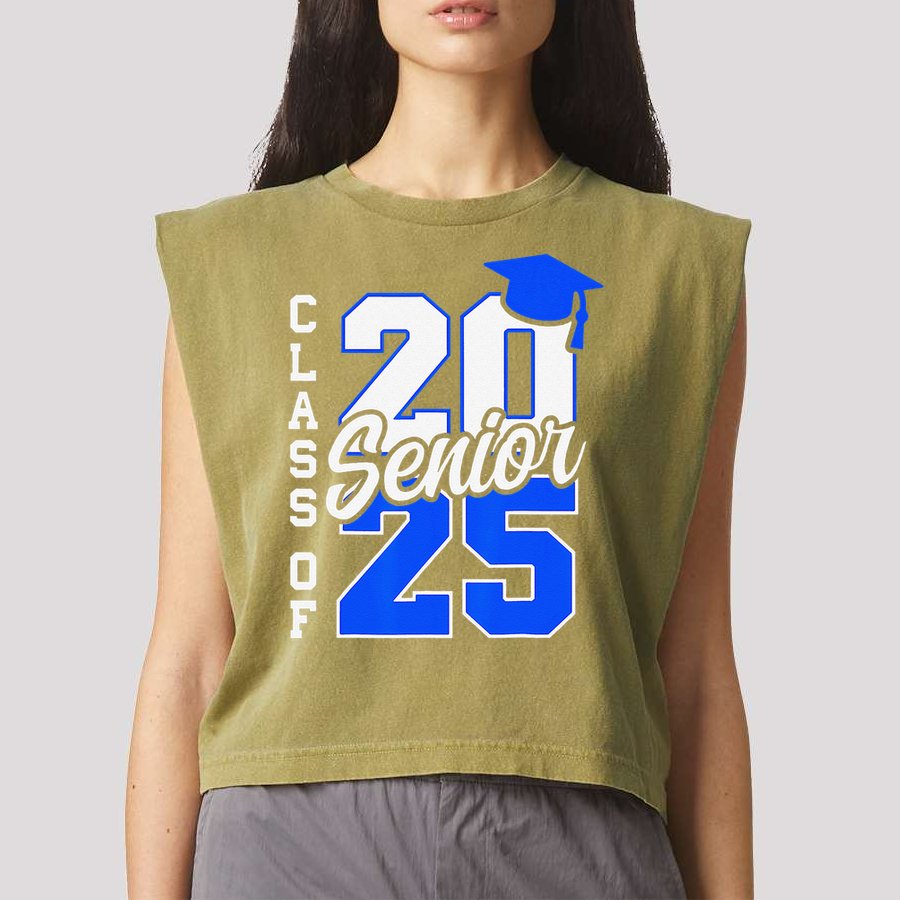 Class Of 2025 Senior 2025 Graduation 2025 Back To School Garment-Dyed Women's Muscle Tee