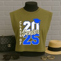Class Of 2025 Senior 2025 Graduation 2025 Back To School Garment-Dyed Women's Muscle Tee