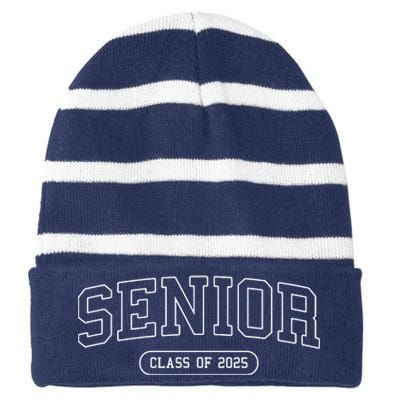 Class Of 2025 Senior Gift Women Funny Seniors 2025 Striped Beanie with Solid Band