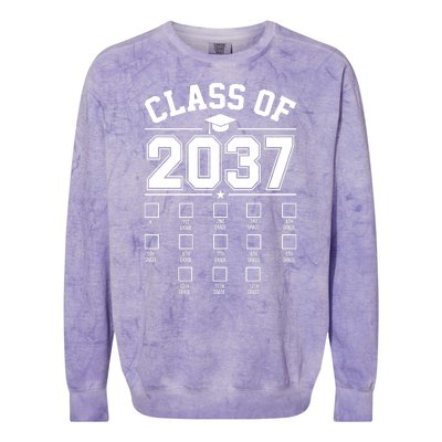 Class Of 2037 Grow With Me Checklist Kindergarten 12th Grade Colorblast Crewneck Sweatshirt