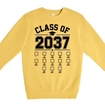 Class Of 2037 Grow With Me Checklist Kindergarten 12th Grade Premium Crewneck Sweatshirt