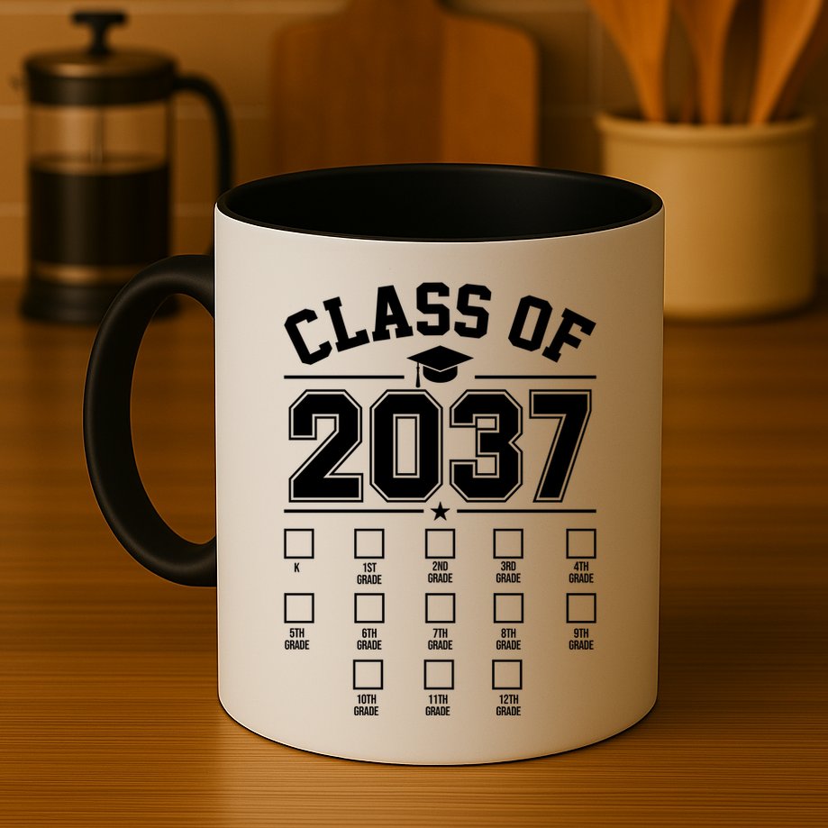 Class Of 2037 Grow With Me Checklist Kindergarten 12th Grade Mug
