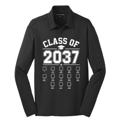 Class Of 2037 Grow With Me Checklist Kindergarten 12th Grade Silk Touch Performance Long Sleeve Polo