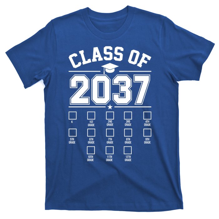 Class Of 2037 Grow With Me Checklist Kindergarten 12th Grade T-Shirt