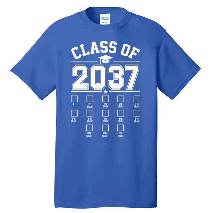 Class Of 2037 Grow With Me Checklist Kindergarten 12th Grade Tall T-Shirt