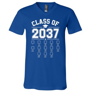 Class Of 2037 Grow With Me Checklist Kindergarten 12th Grade V-Neck T-Shirt