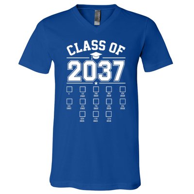 Class Of 2037 Grow With Me Checklist Kindergarten 12th Grade V-Neck T-Shirt