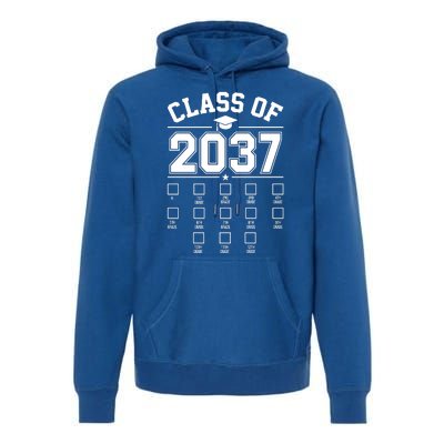 Class Of 2037 Grow With Me Checklist Kindergarten 12th Grade Premium Hoodie