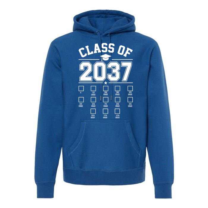 Class Of 2037 Grow With Me Checklist Kindergarten 12th Grade Premium Hoodie