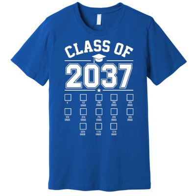 Class Of 2037 Grow With Me Checklist Kindergarten 12th Grade Premium T-Shirt