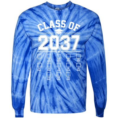 Class Of 2037 Grow With Me Checklist Kindergarten 12th Grade Tie-Dye Long Sleeve Shirt