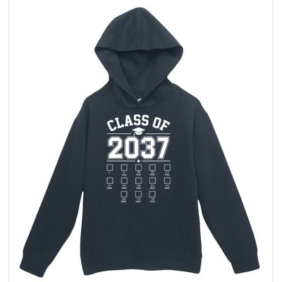 Class Of 2037 Grow With Me Checklist Kindergarten 12th Grade Urban Pullover Hoodie