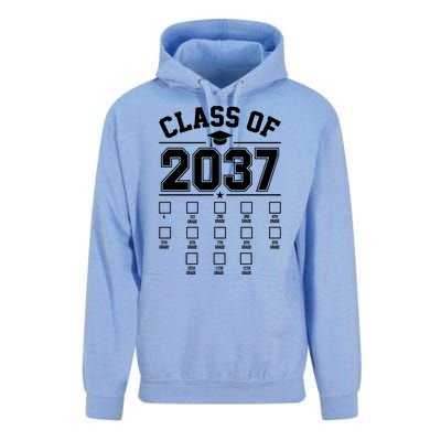 Class Of 2037 Grow With Me Checklist Kindergarten 12th Grade Unisex Surf Hoodie