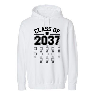 Class Of 2037 Grow With Me Checklist Kindergarten 12th Grade Garment-Dyed Fleece Hoodie