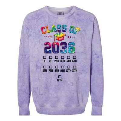 Class Of 2036 Grow With Me With Space For Checkmarks Colorblast Crewneck Sweatshirt