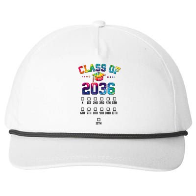 Class Of 2036 Grow With Me With Space For Checkmarks Snapback Five-Panel Rope Hat