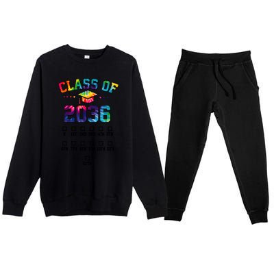 Class Of 2036 Grow With Me With Space For Checkmarks Premium Crewneck Sweatsuit Set