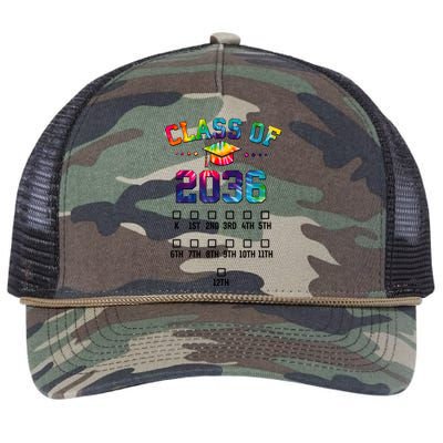 Class Of 2036 Grow With Me With Space For Checkmarks Retro Rope Trucker Hat Cap