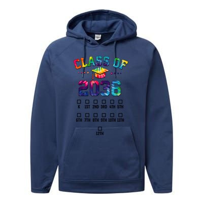 Class Of 2036 Grow With Me With Space For Checkmarks Performance Fleece Hoodie