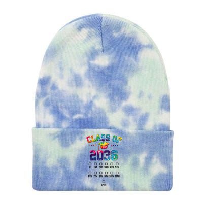 Class Of 2036 Grow With Me With Space For Checkmarks Tie Dye 12in Knit Beanie