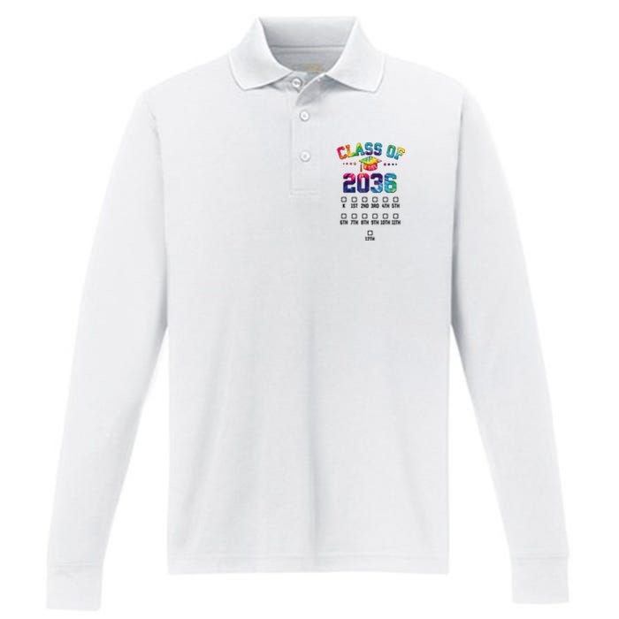 Class Of 2036 Grow With Me With Space For Checkmarks Performance Long Sleeve Polo